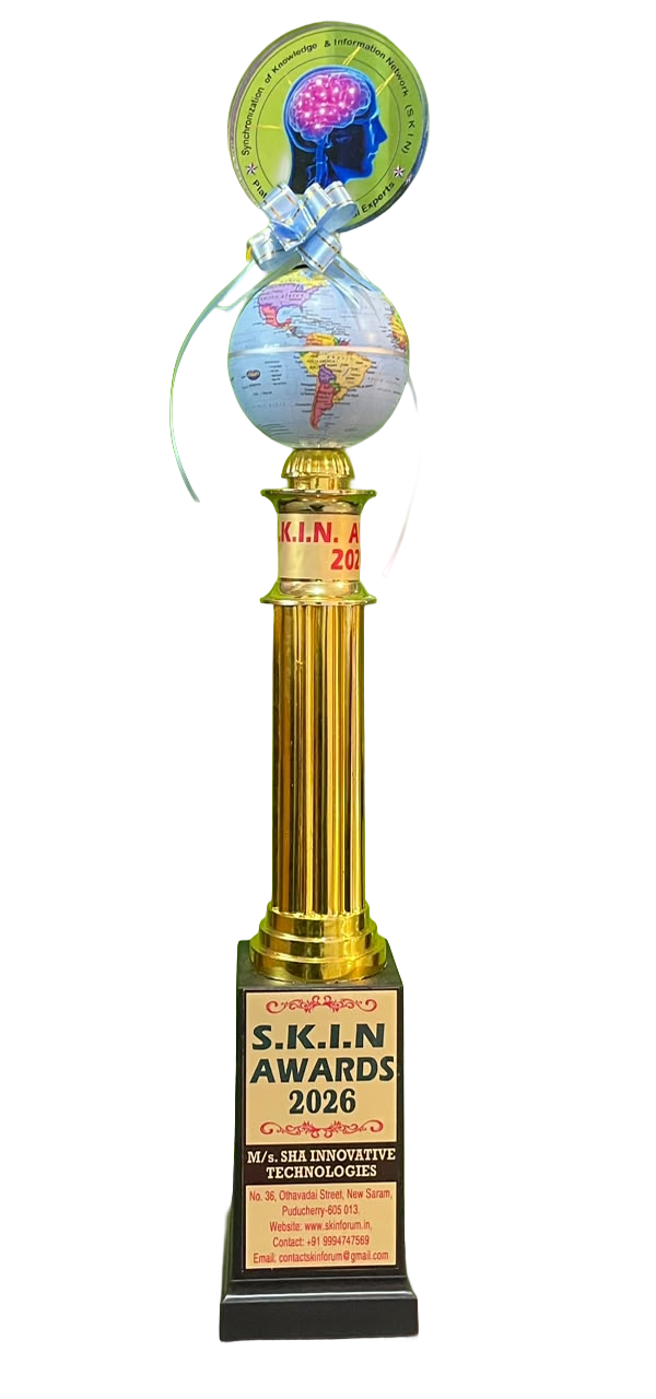SKIN Award 2026 trophy received by SHA Innovative Technologies