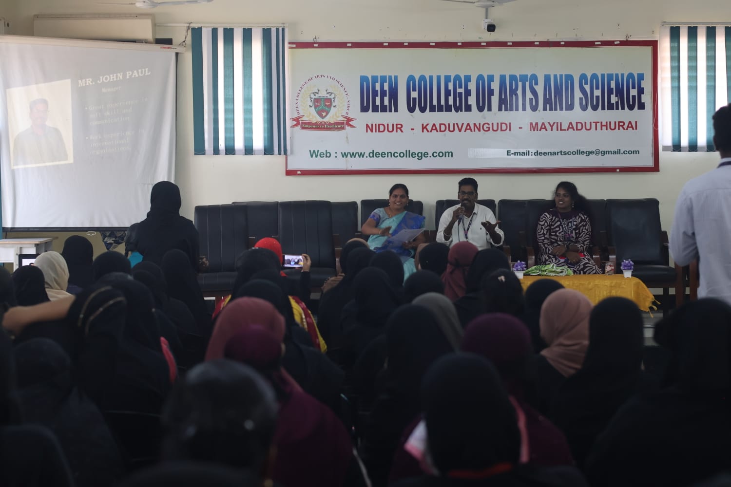 SHA Innovative Technologies conducting an academic technology seminar in a college auditorium
